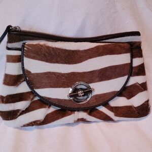Dior Brown and White Striped  Envelope Clutch Zebra Prin